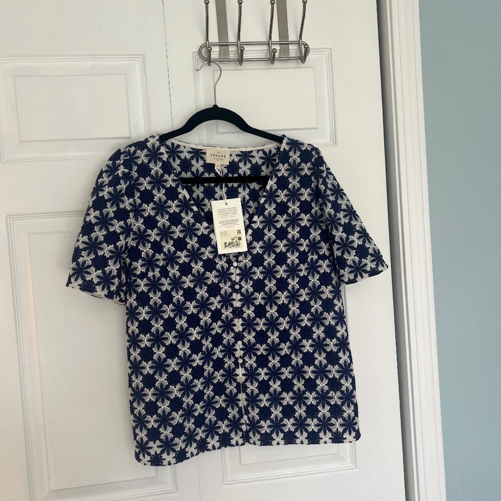 Sezane Emma Ecru/Marine size 40 nwt